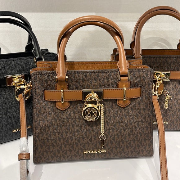 Michael Kors Handbags - Michael Kors Small Hamilton Crock Leather Satchel Crossbody Brown